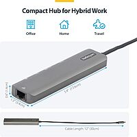 StarTech.com USB-C Multiport Adapter Hub, USB-C to 4K 60Hz HDMI, Gigabit Ethernet and 100W Charging for MacBook Pro/Air and Windows