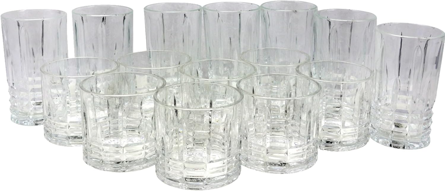 Gibson Home Jewelite 16 Piece Tumbler and Double Old Fashioned Glass Set