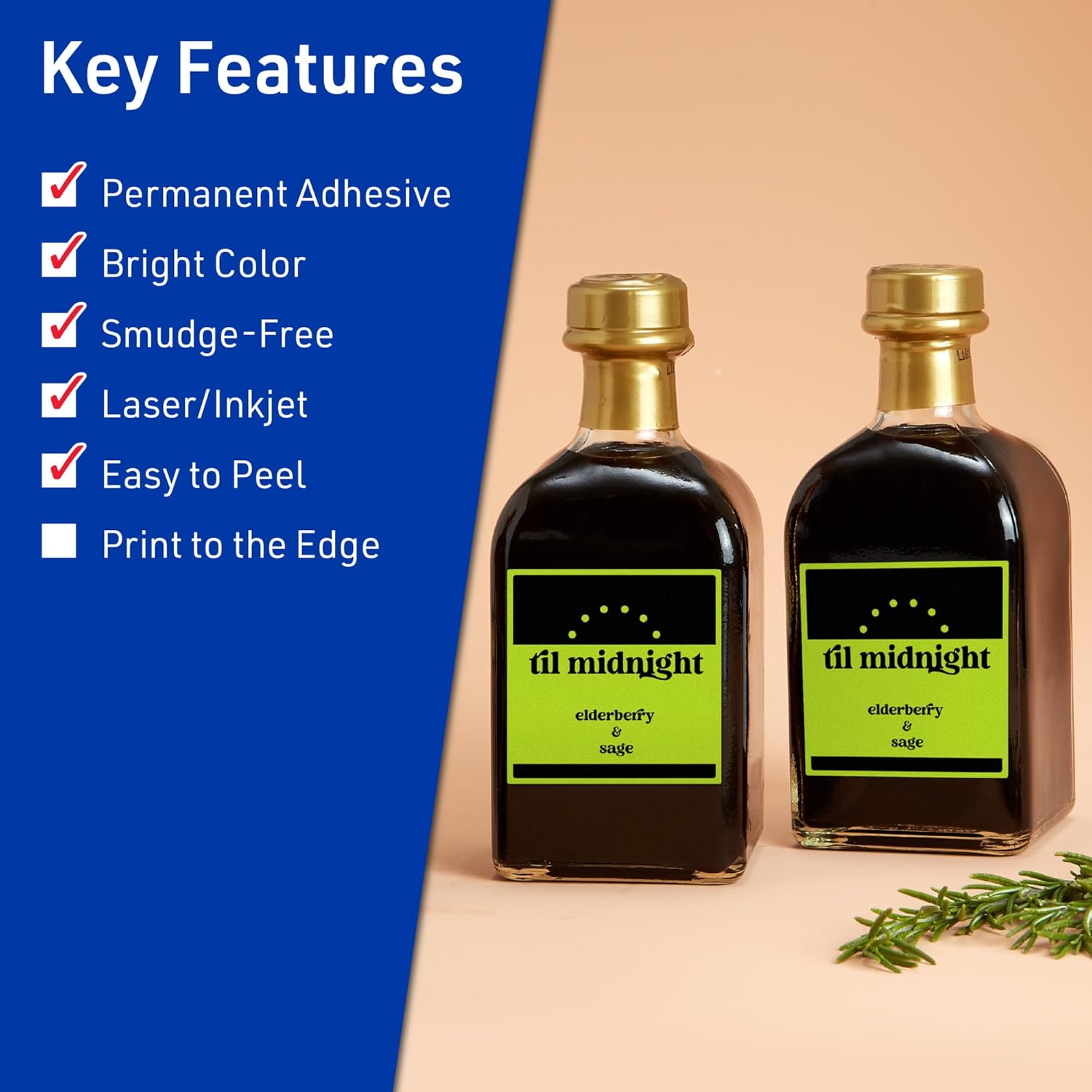 Avery Printable Square Labels, Sure Feed Technology, 2-1/2" x 2-1/2", Bright Green Labels, Laser/Inkjet Printable, 90 Total