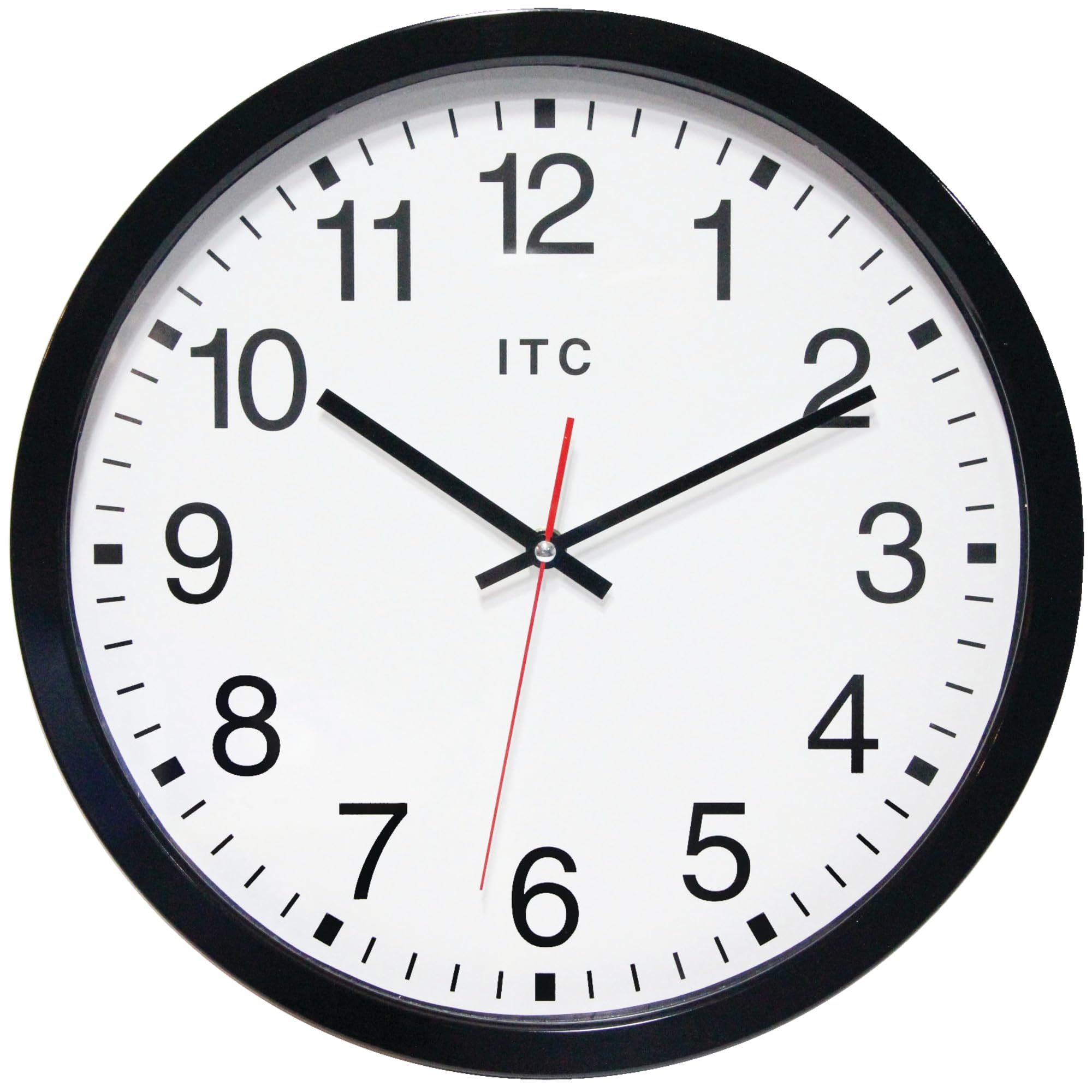 Infinity Instruments 14 inch Shatter Resistant Round Non-Ticking Silent Battery Operated Easy to Read Clock for Office