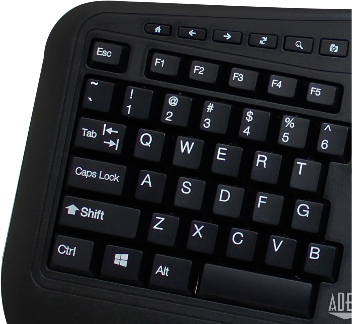 WKB-1500GB - Wireless Ergonomic Desktop Keyboard and Laser Mouse with Split Keys Design and Palm Rest for Comfort