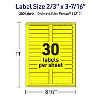 Avery Printable Rectangle Labels, Sure Feed Technology, 2/3" x 3-7/16", Neon Yellow Labels, Laser/Inkjet Printable, 300 Total, Great for Mailing and Packaging 300 labels