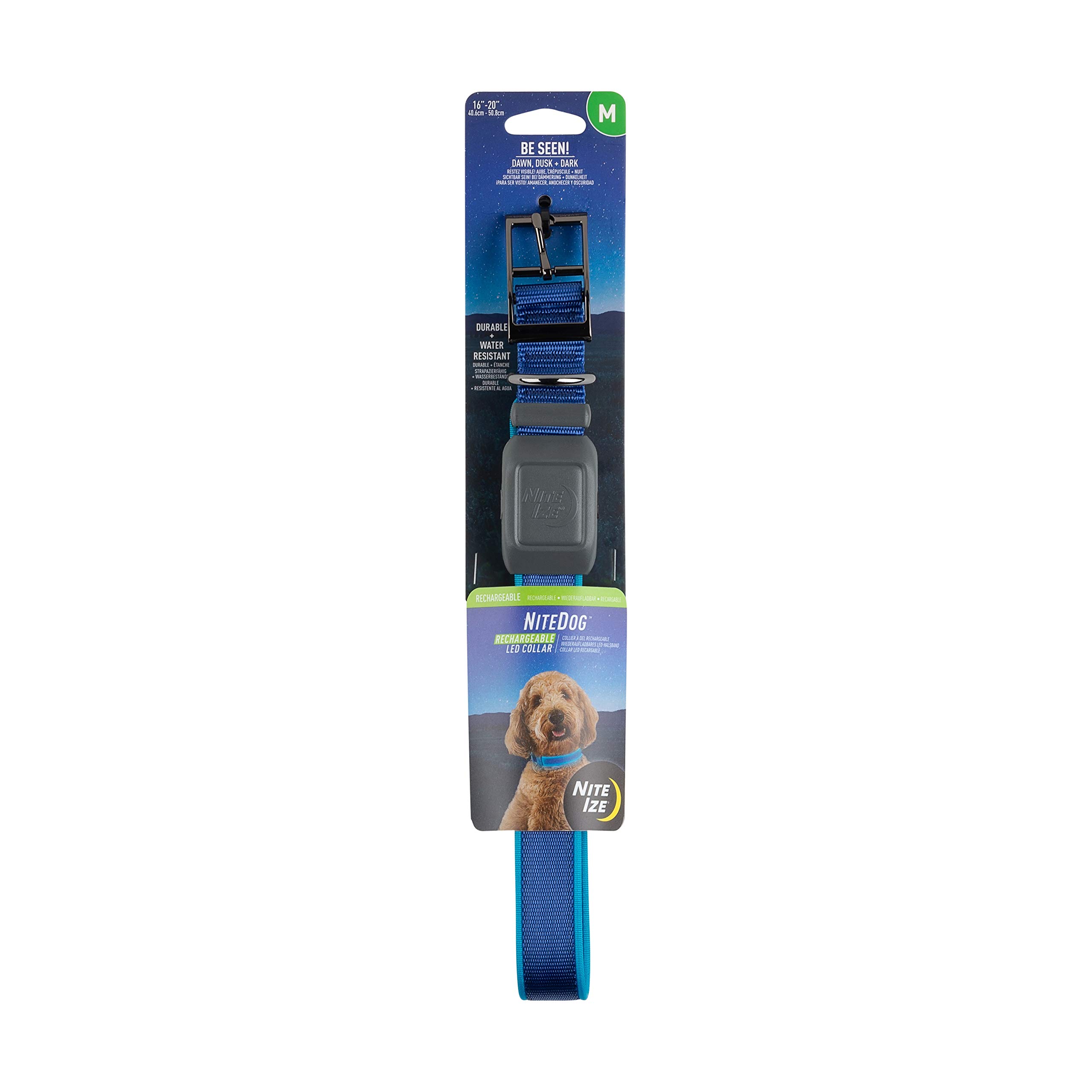 Nite Ize NiteDog Rechargeable LED Collar - Light Up Dog Collar with Durable Metal Buckle