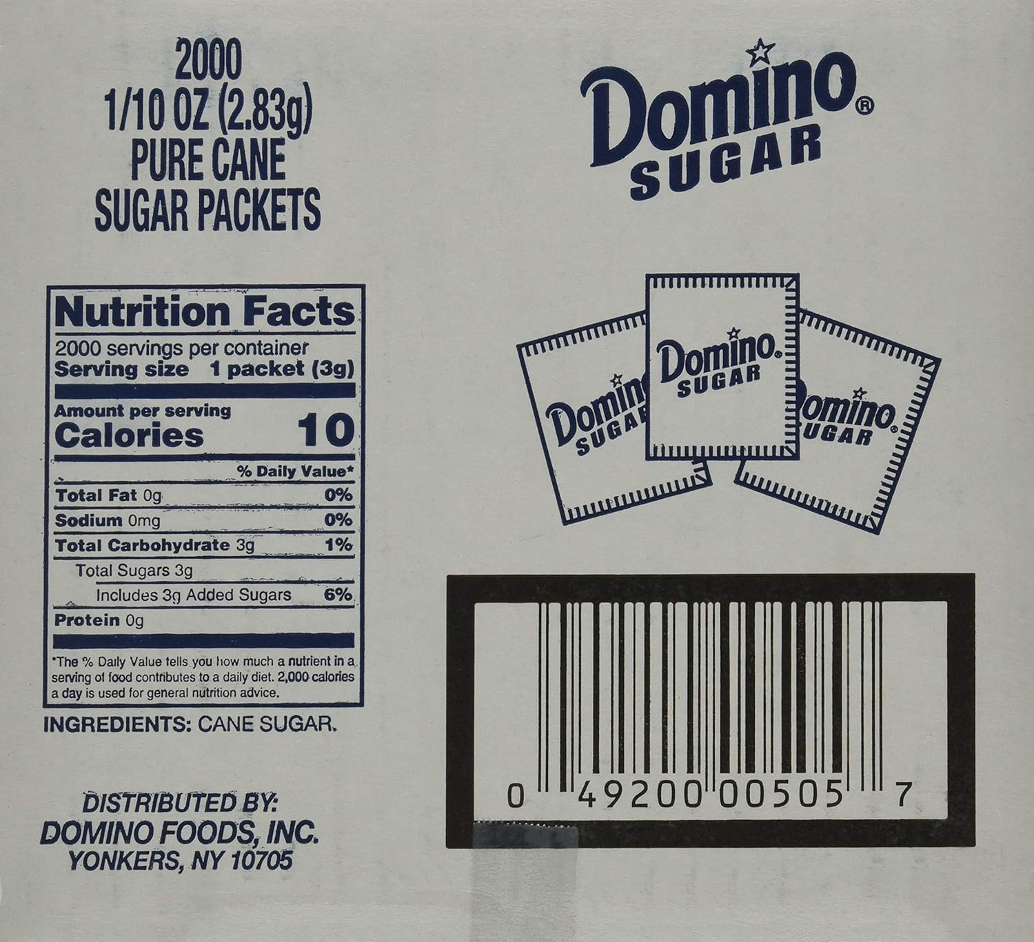 Domino Sugar Packets, 0.1 Ounce (Pack of 2000)