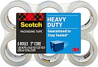 Scotch Heavy Duty Shipping Packing Tape, Clear, 1.88 in x 54.6 yd, 6 Rolls