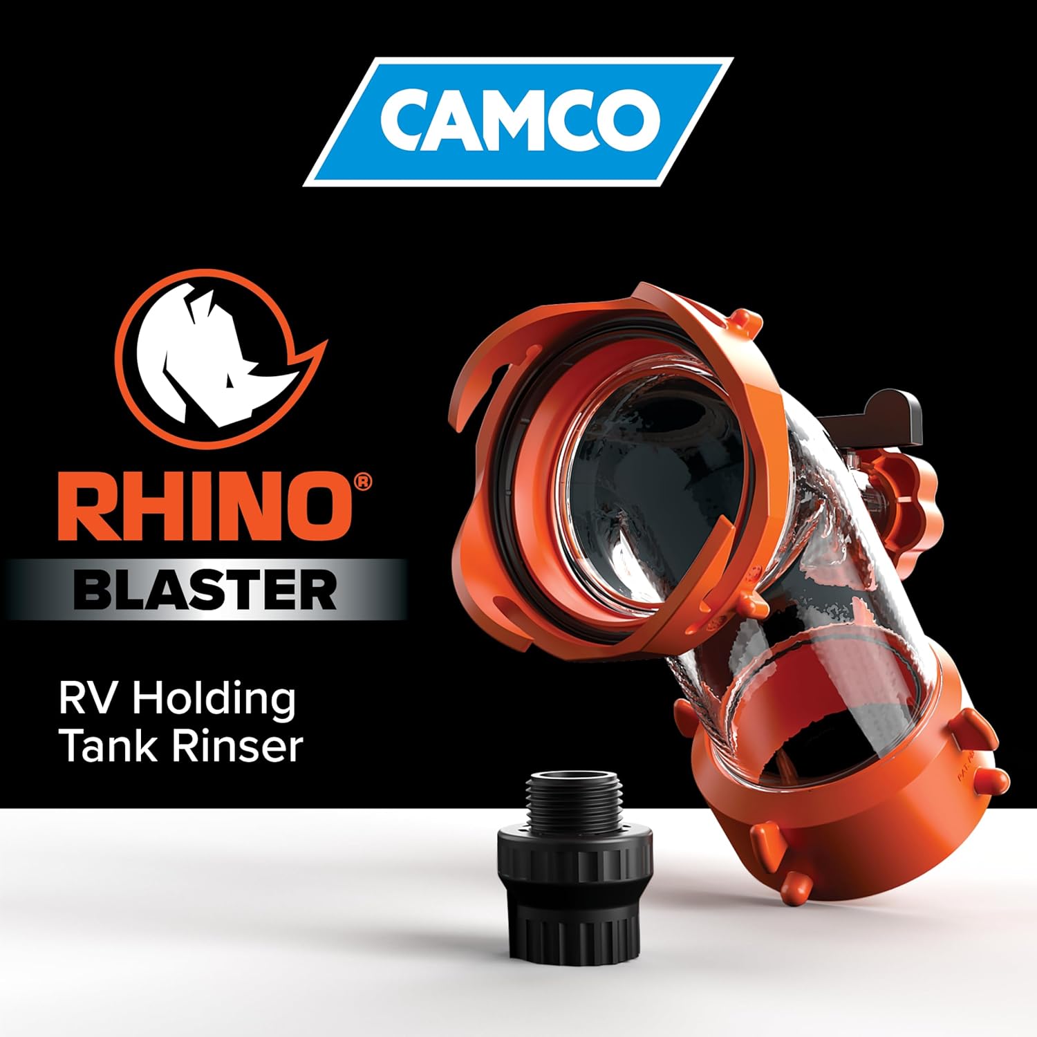 Camco Rhino Blaster RV Tank Rinser with Backflow Preventer – Camco RV Accessories for Toilet and Waste Tank Cleaning
