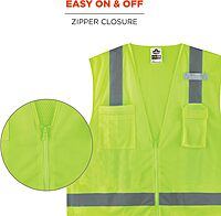 Ergodyne GloWear 8249Z Hi-Vis Surveyor Safety Vest, Solid Front Mesh Back, Type R Class 2