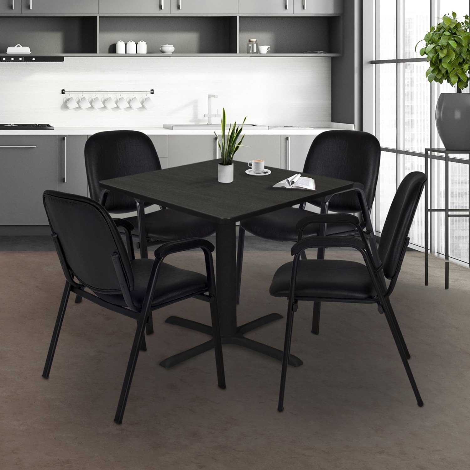 Regency Ace Vinyl Stacking Chair With Arms, Black