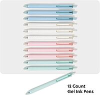 U Brands U-Eco Recycled Gel Click Pens, Set of 12, Pastel Speckle, Medium (0.7 mm) Point, Black Ink 12 Count (Pack of 1)