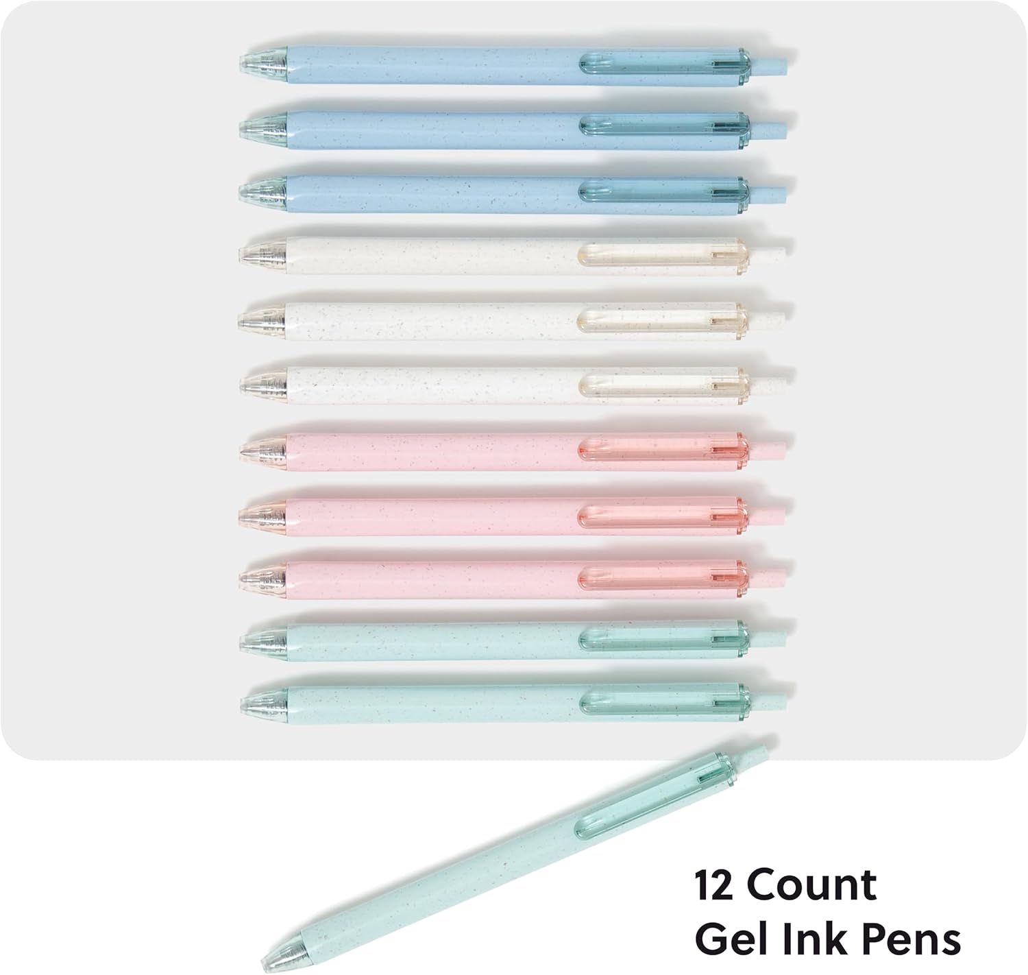 U Brands U-Eco Recycled Gel Click Pens, Set of 12, Pastel Speckle, Medium (0.7 mm) Point, Black Ink 12 Count (Pack of 1)
