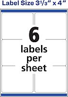 AVERY Glossy Permanent Labels With Sure Feed, 94215, Rectangle 3-1/3in x 4in, White