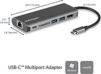 STARTECH.COM USB-C Multiport Adapter and Dock with 4K HDMI, Gigabit Ethernet, SD and USB 3.0