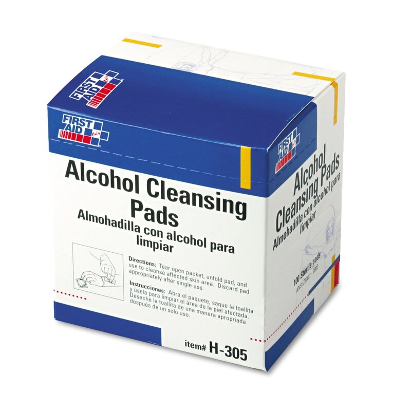 First Aid Only H305 Alcohol Cleansing Pads Dispenser Box 100/Box