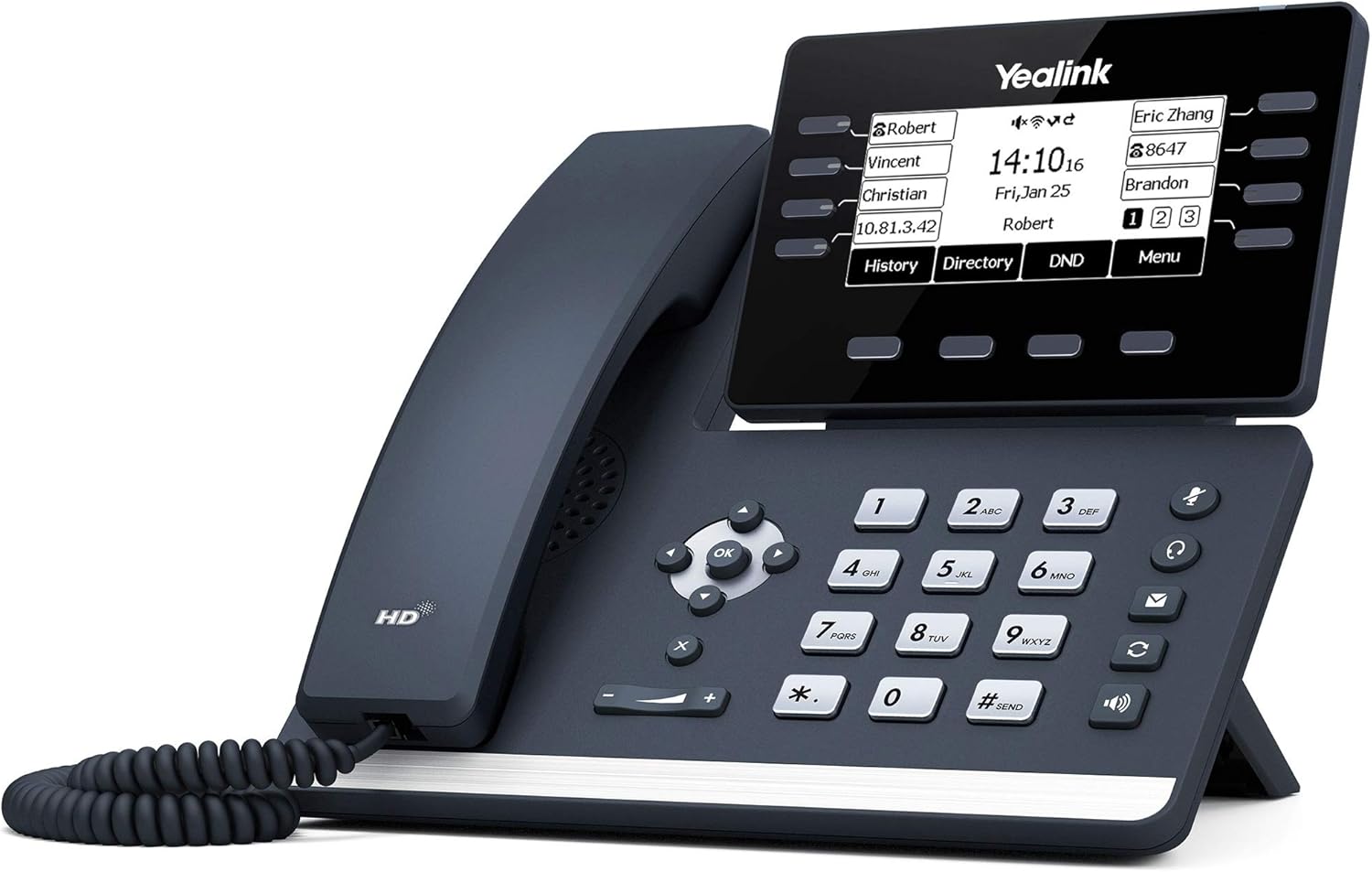 Yealink T53 IP Phone, 12 VoIP Accounts. 3.7-Inch Graphical Display. USB 2.0, Dual-Port Gigabit Ethernet, 802.3af PoE