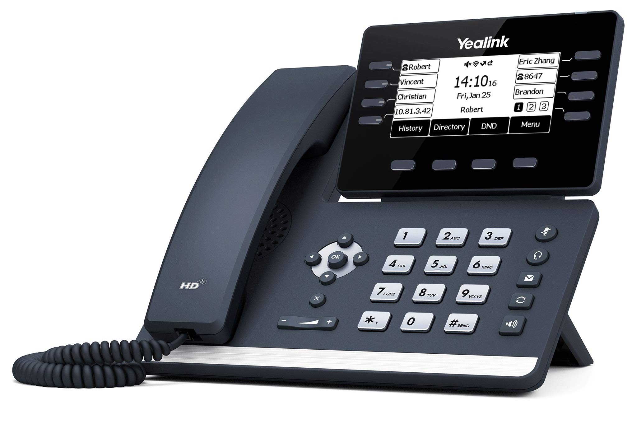 Yealink T53 IP Phone, 12 VoIP Accounts. 3.7-Inch Graphical Display. USB 2.0, Dual-Port Gigabit Ethernet, 802.3af PoE