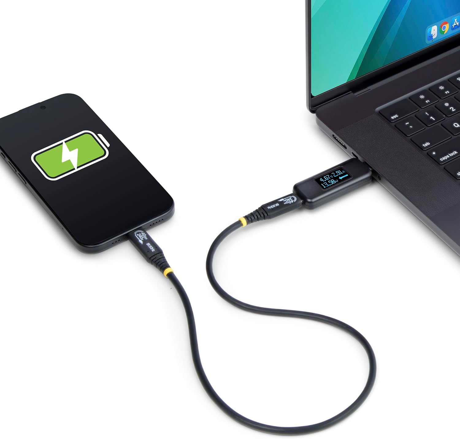 StarTech.com USB-C Power Tester, Digital Multimeter, Bi-Directional Voltage and Current Meter, 240W PD EPR, Cable/Port Tester