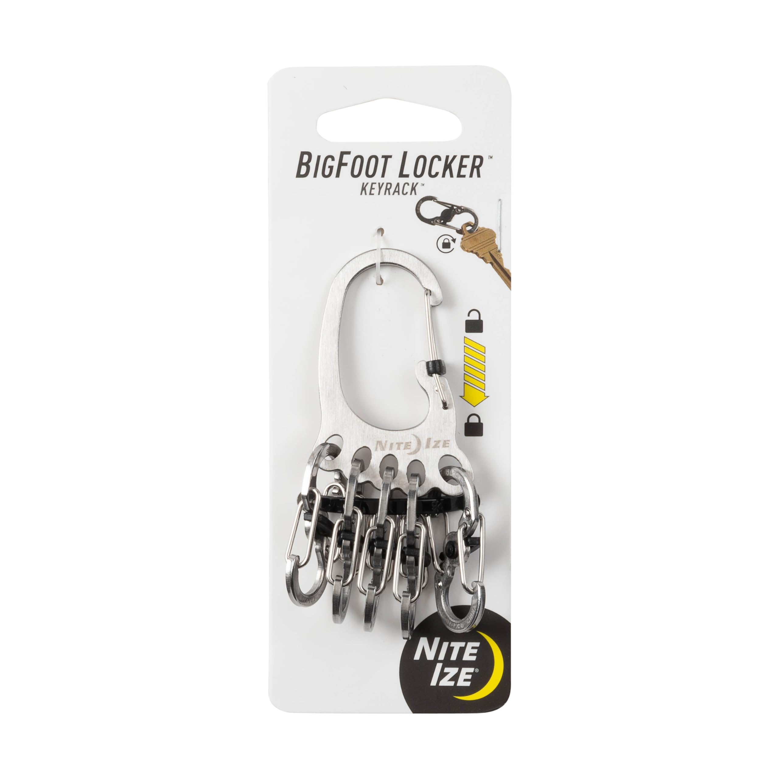 Nite Ize BigFoot Locker KeyRack Stainless Steel Key Holder with S-Biner MicroLocks