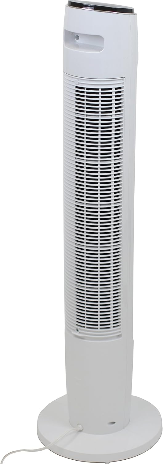 Genesis Powerful 43 Inch Oscillating Tower Fan with Max Air Quiet Technology and Remote, White (G5TOWERFAN)