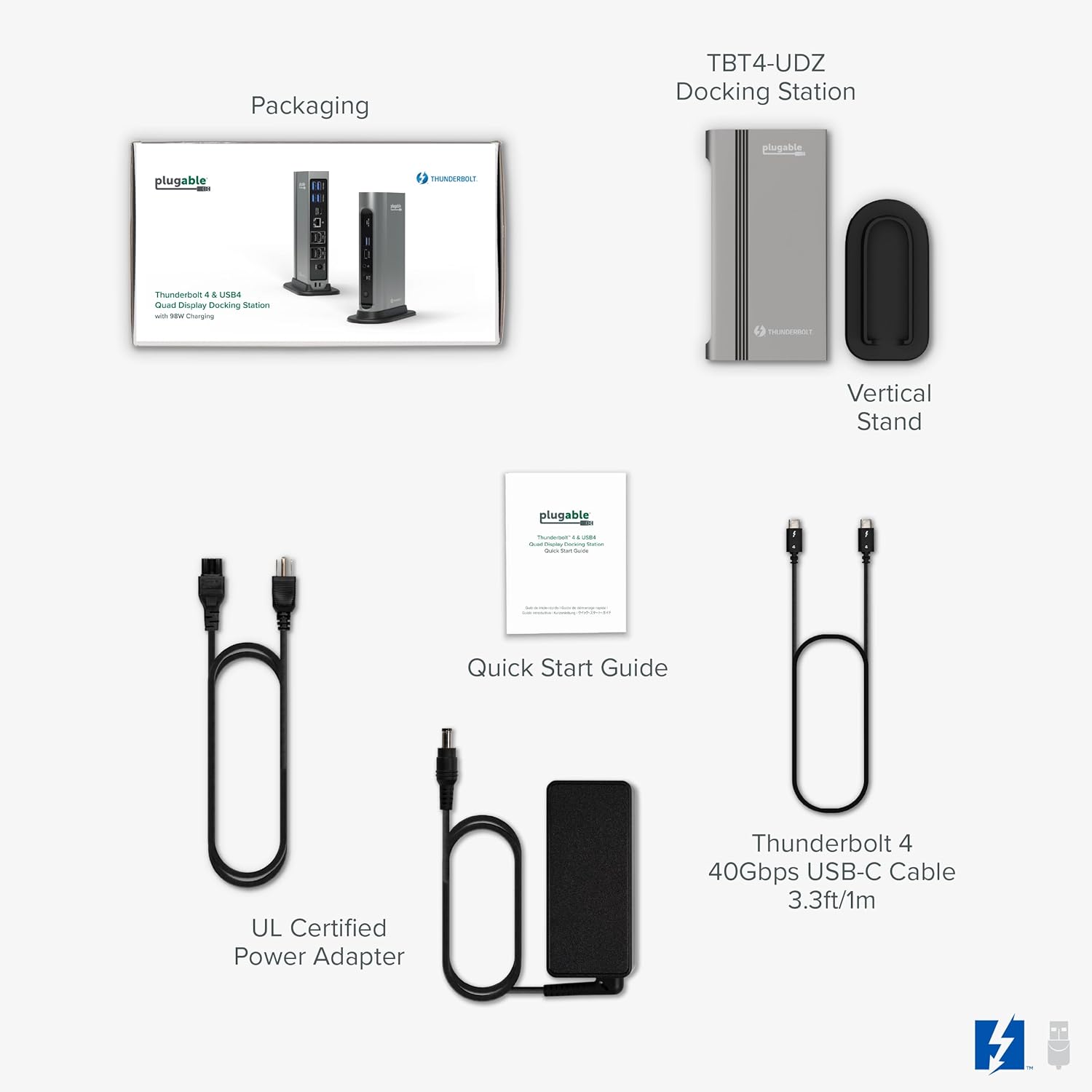 Plugable 16-in-1 Thunderbolt 4 Dock – Dual 4K Monitors for M4 MacBook Air/Pro, 100W Charging, 2X HDMI, 2X DisplayPort
