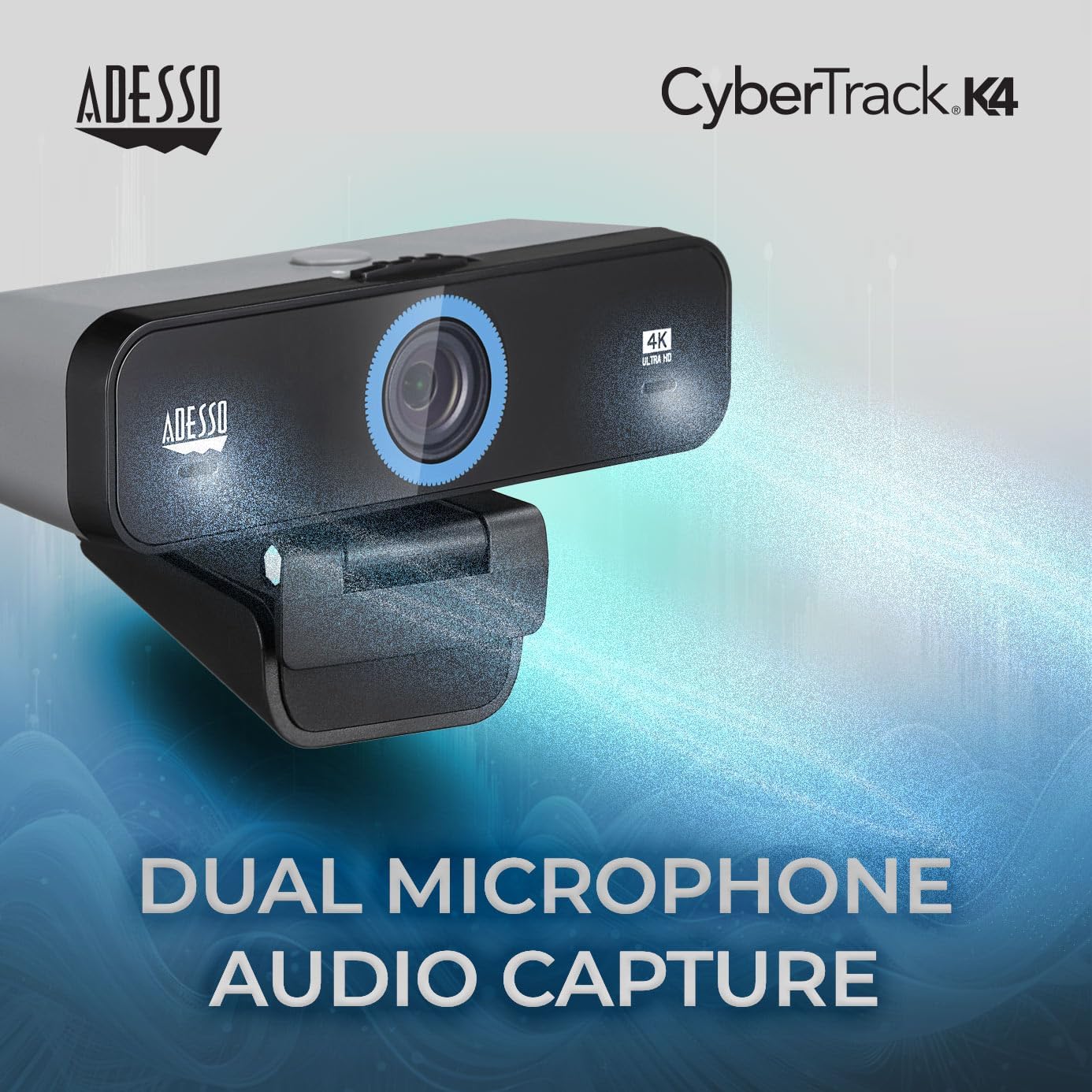 CyberTrack K4 4K Ultra HD Fixed Focus USB Webcam with Adjustable Field of View Angle, Built-in Dual Microphones
