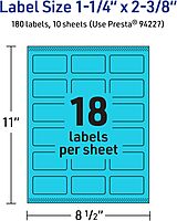 Avery Printable Rectangle Labels, Sure Feed Technology, 1-1/4" x 2-3/8", Bright Blue Labels, Print-to-The-Edge, Laser/Inkjet Printable, 180 Total, Great for Mailing 180 labels