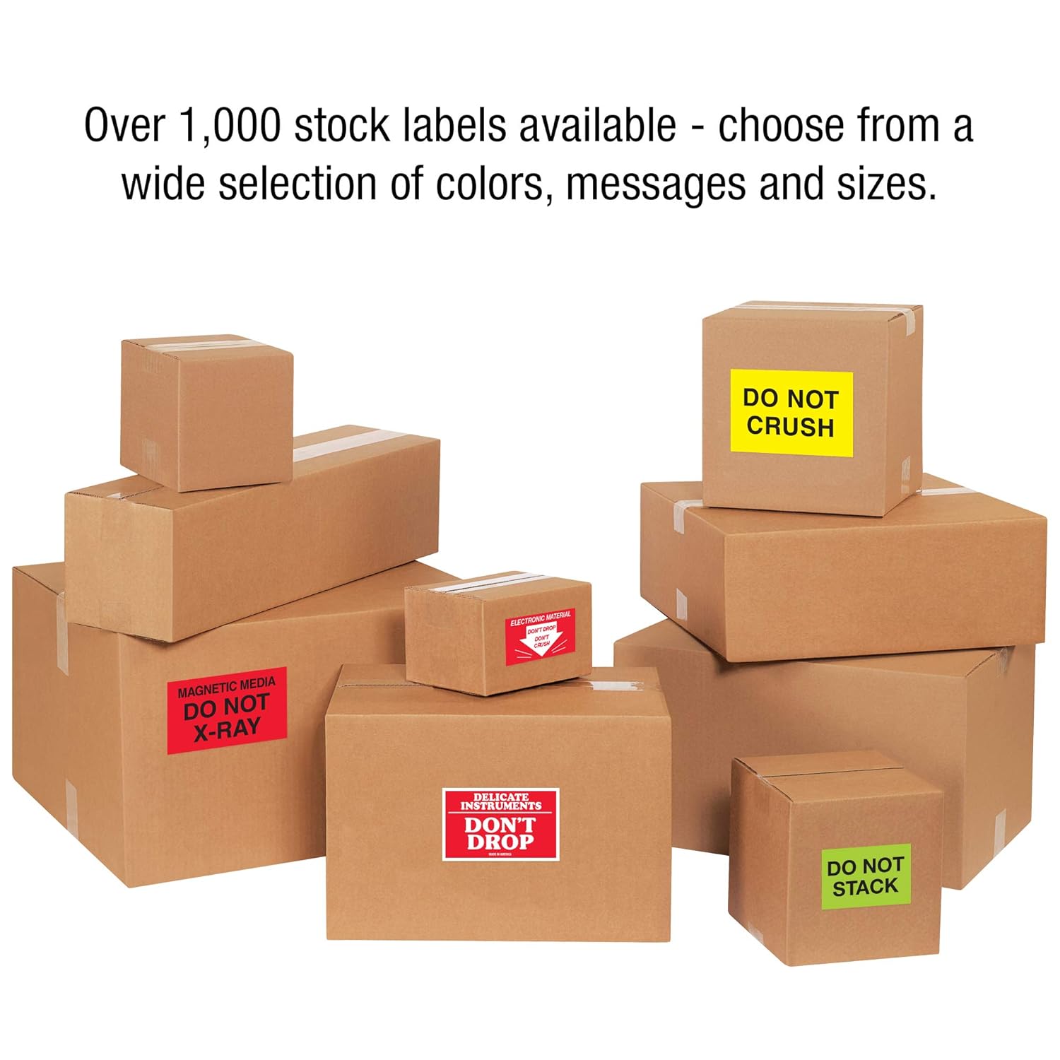 Tape Logic Aviditi Tape Logic 3" x 5", "Do Not Double Stack" Fluorescent Green Warning Sticker, for Shipping, Handling