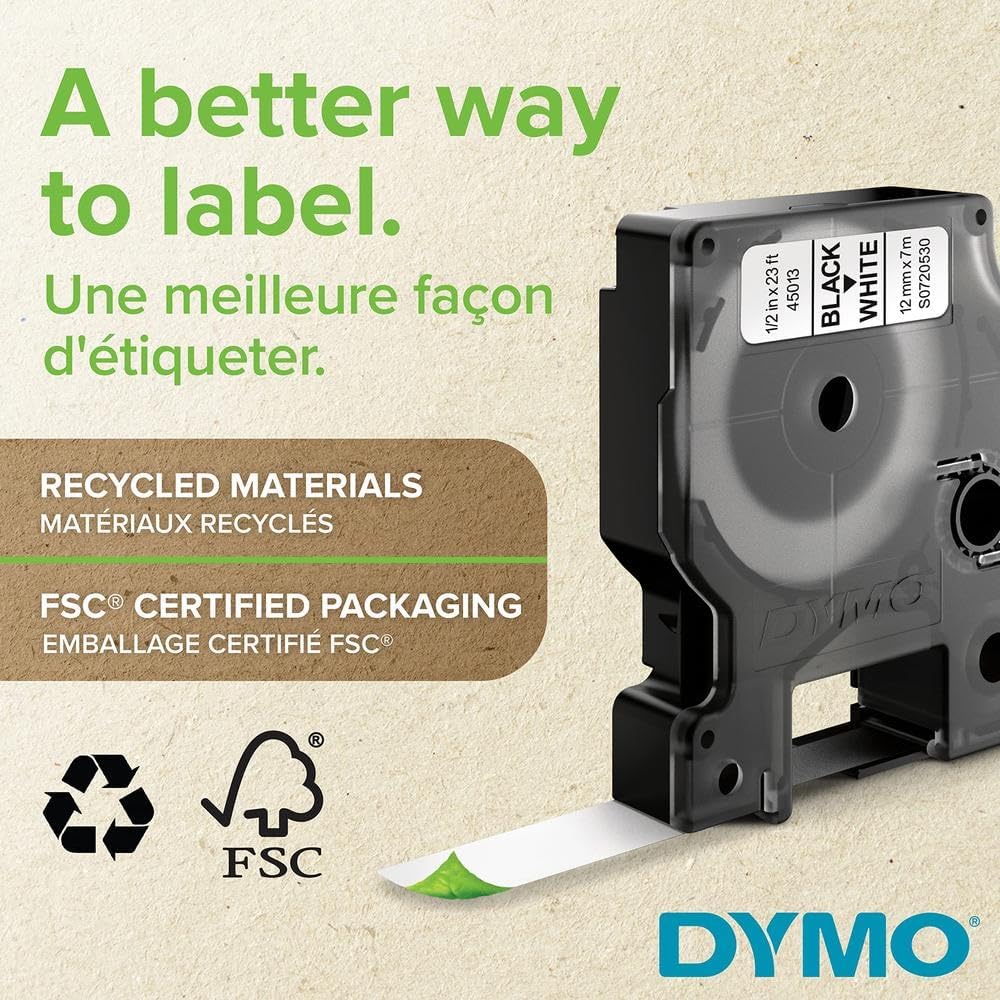 DYMO Permanent Polyester Industrial Label Tape, Clear with Black Print