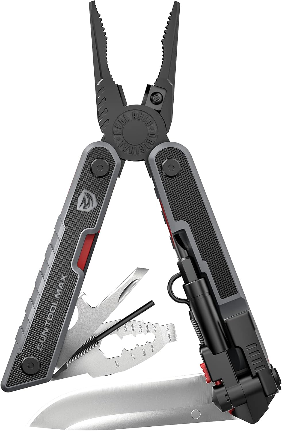 Real Avid Gun Tool Max, 37-in-1 Multitool for Gunsmithing, Includes Pliers, Wire Cutters, Knife Blade