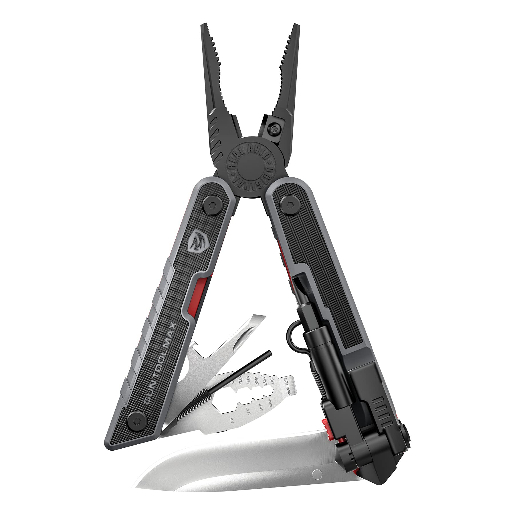 Real Avid Gun Tool Max, 37-in-1 Multitool for Gunsmithing, Includes Pliers, Wire Cutters, Knife Blade
