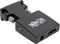 Tripp Lite Active HDMI to VGA Adapter (F/M), HDMI Audio Extractor, Female HDMI to Male VGA, 1080p @ 60 Hz, Black (P131-000-A-DISP)