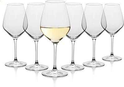 Table 12 14.5-Ounce White Wine Glasses, Set of 6, Lead-Free Crystal, Break Resistant 1- PACK White Wine