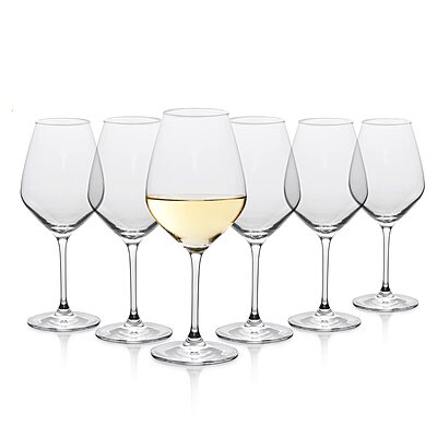 Table 12 14.5-Ounce White Wine Glasses, Set of 6, Lead-Free Crystal, Break Resistant 1- PACK White Wine