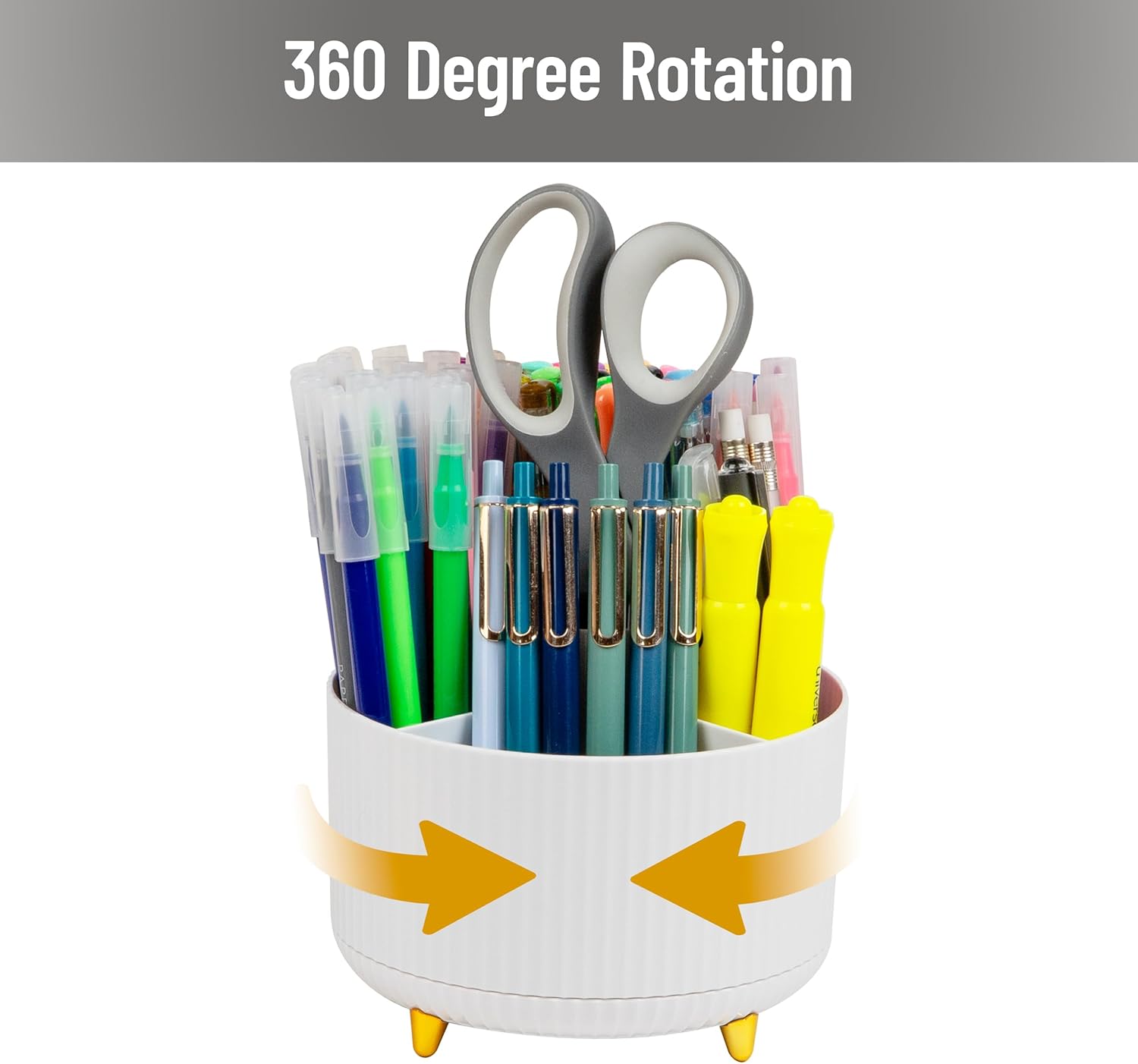 Mind Reader Rotating Pen Cup Accessory Holder Desktop Organizer