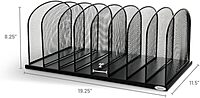Safco Onyx Desk Organizer, 8 Side by Side Vertical Compartments, Office and Classroom Mailbox , Paper and Mail Sorter, Steel Mesh, Black