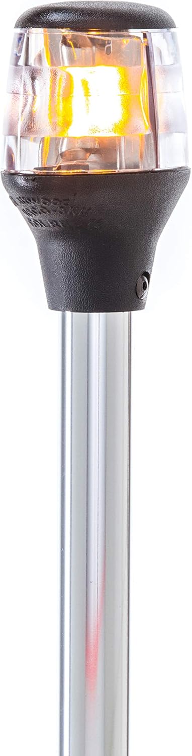 Attwood 7202-P-7 Lightarmor Folding 20-Inch Incandescent 3 Nautical Mile Masthead/Anchor Light, Silver, One Size