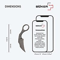 Böker Plus® Gnome Olive D2 - fixed blade knife with Kydex sheath - outdoor - with olive wood handle scales & belt clip - small - with fixed D2 blade