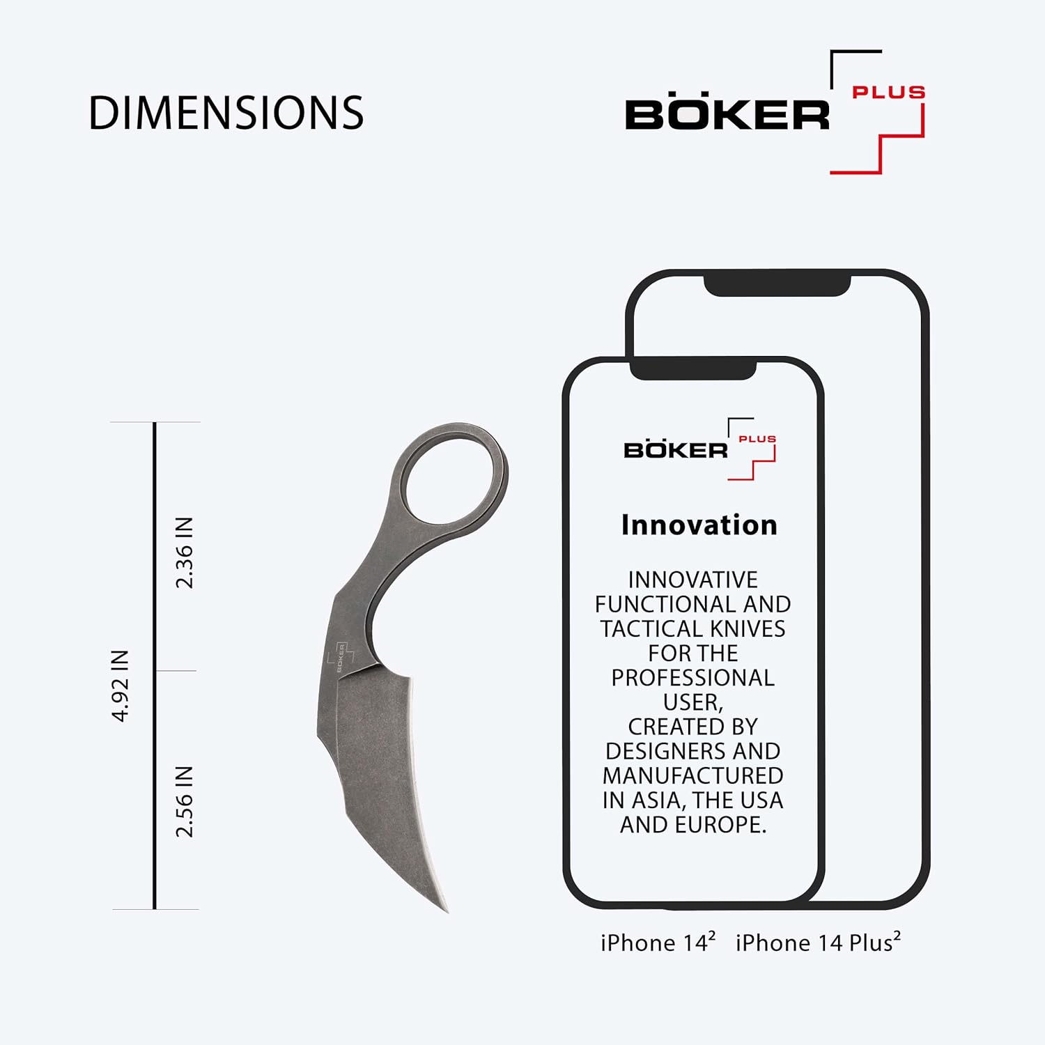 Böker Plus® Gnome Olive D2 - fixed blade knife with Kydex sheath - outdoor - with olive wood handle scales & belt clip