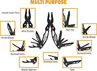 UZI UZI-GS-001 Survival Tactical Combo Pack with Multi-Tool Pliers and Keychain, Black