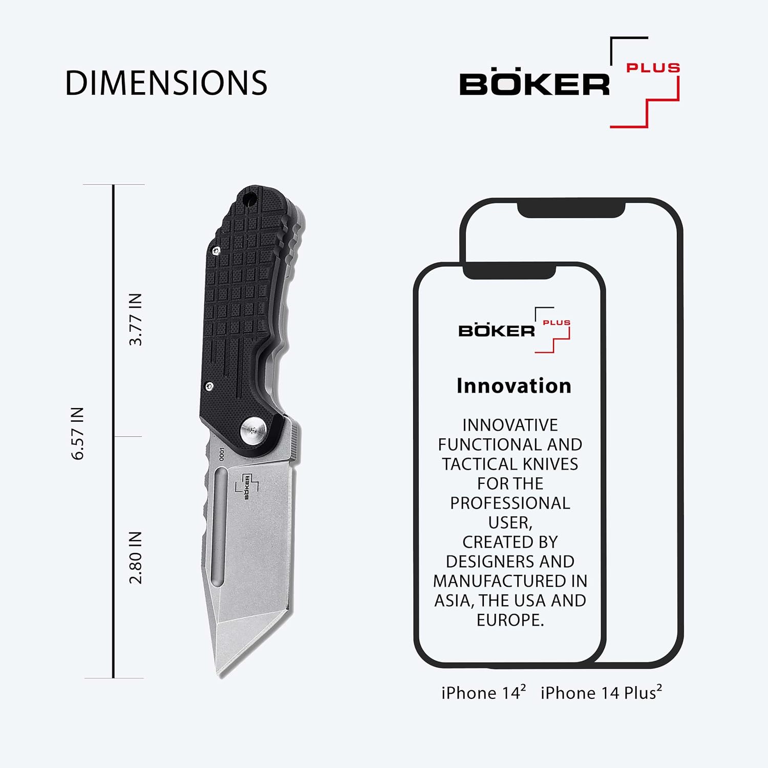 BÖKER PLUS® Dvalin Folder Tanto - tactical knife with extra sharp D2 Tanto blade