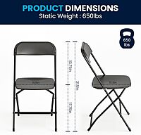 Flash Furniture Hercules Series Commercial-Grade Plastic Folding Chair - 650LB Weight Capacity
