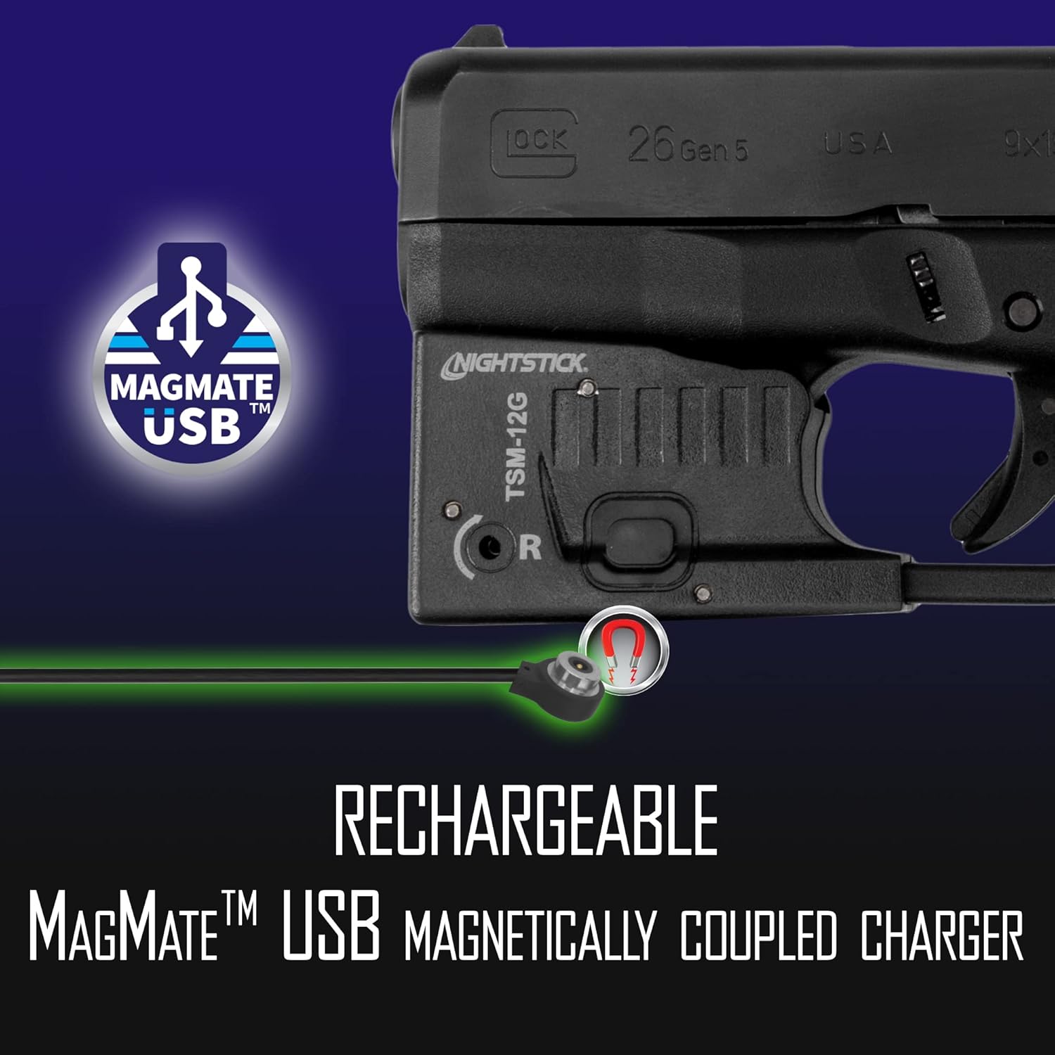 Nightstick TSM-12G 150-Lumen Rechargeable Tactical Light withGreen Laser Sight