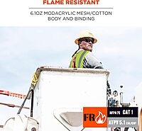 Ergodyne GloWear 8263FRHL Flame Resistant Safety Vest, High Visibility Modacrylic Breathable Mesh, FR Reflective Tape, Type R, Class 2, Lime, XX-Large-3X-Large