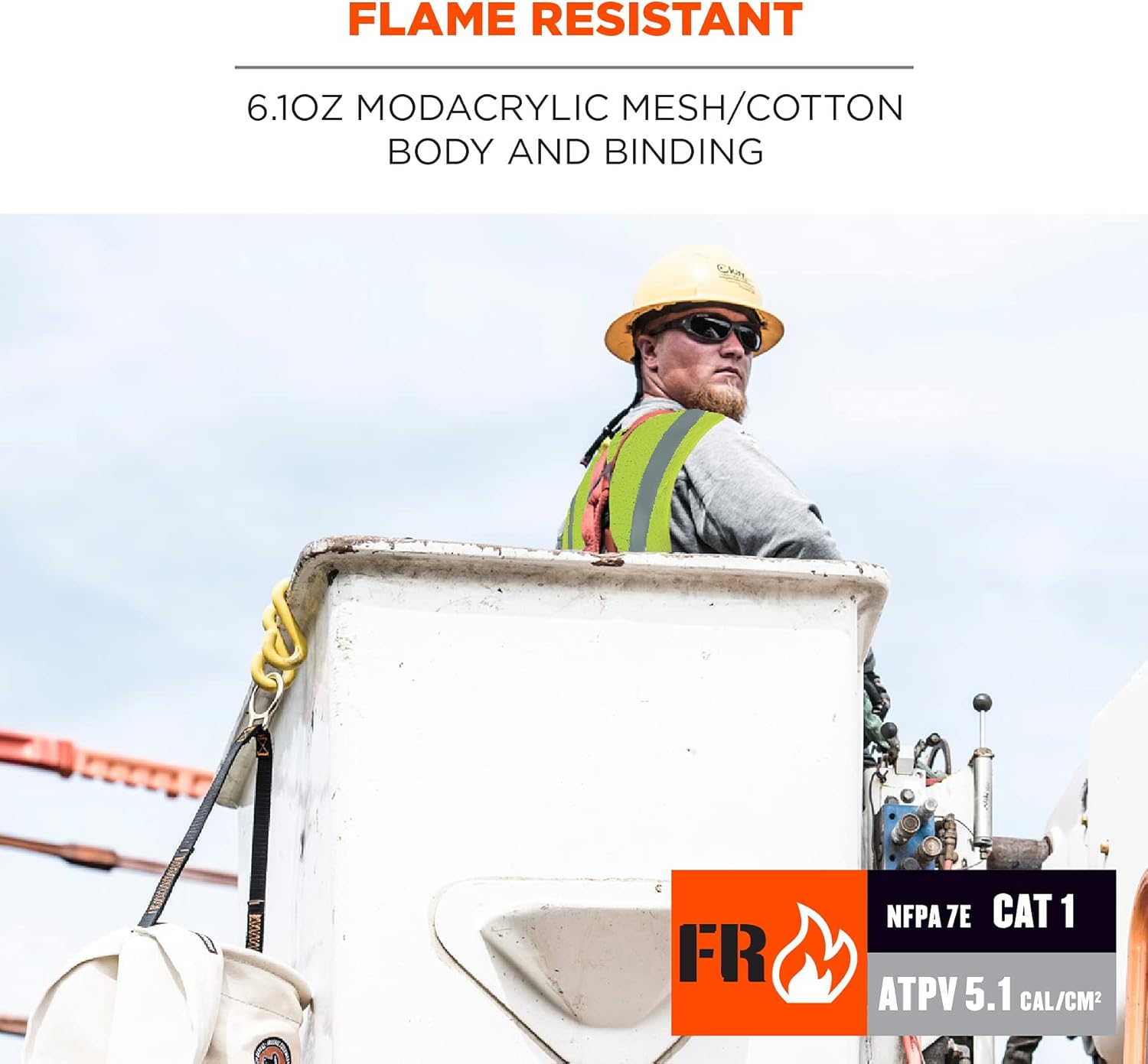 Ergodyne GloWear 8263FRHL Flame Resistant Safety Vest, High Visibility Modacrylic Breathable Mesh, FR Reflective Tape