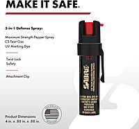 SABRE Advanced Pepper Spray, 3-in-1 Formula Contains Maximum Strength Pepper Spray, CS Military Tear Gas and UV Marking Dye