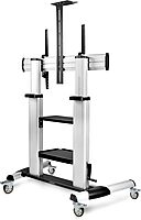 StarTech.com Rolling TV Cart/Stand On Wheels, Up to 100-inch/220lb Flat Screens, Hand Crank Height Adjustable Mobile Trolley
