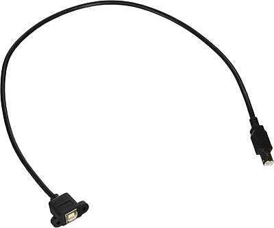 C2G USB Cable, USB Panel Mount, USB 2.0 Cable, USB B to B Cable, 2 Feet (0.60 Meters), Black, Cables to Go 28073