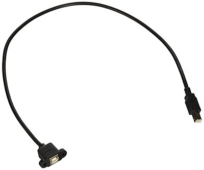 C2G USB Cable, USB Panel Mount, USB 2.0 Cable, USB B to B Cable, 2 Feet (0.60 Meters), Black, Cables to Go 28073