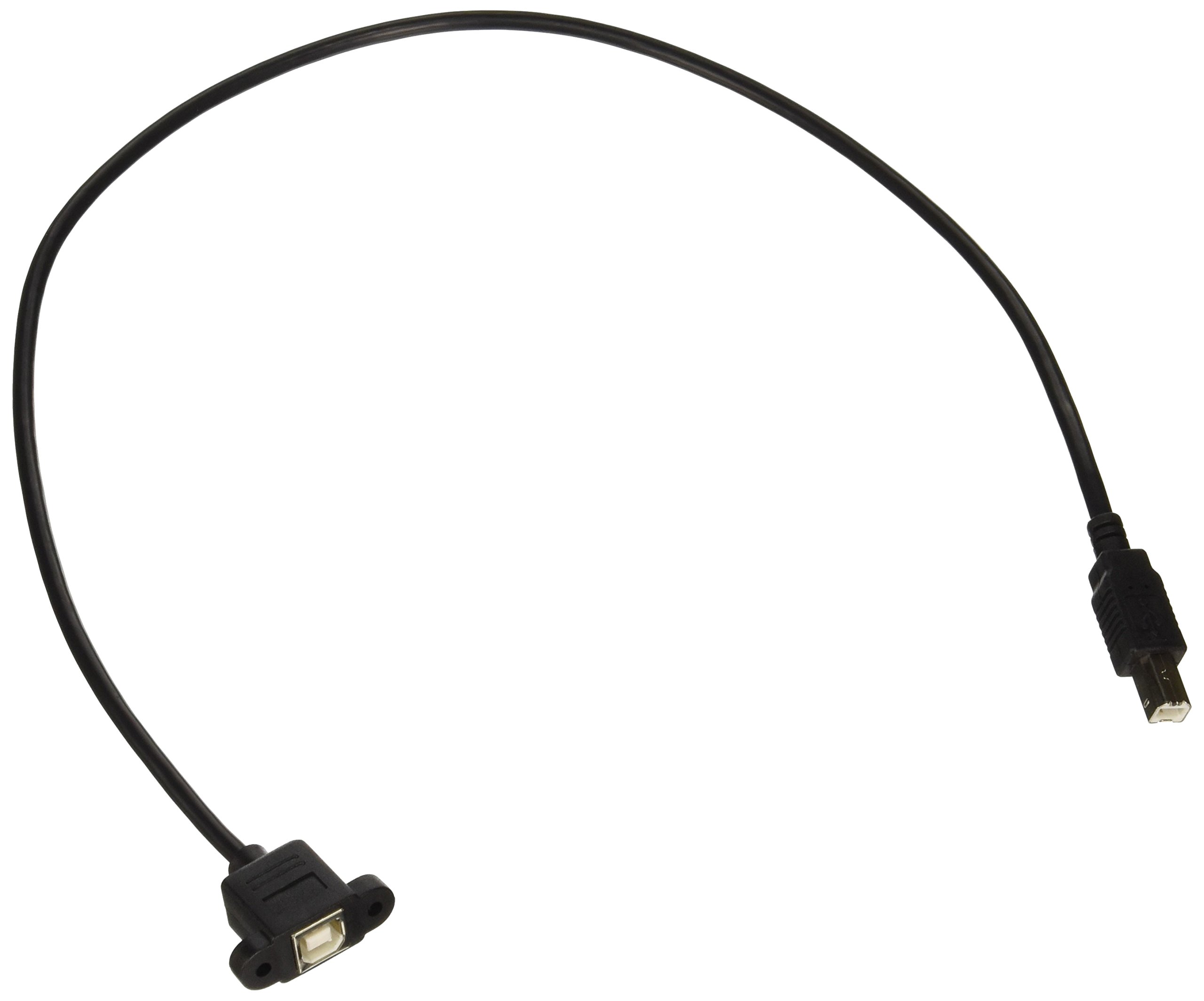 C2G USB Cable, USB Panel Mount, USB 2.0 Cable, USB B to B Cable, 2 Feet (0.60 Meters), Black, Cables to Go 28073