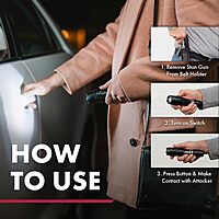 SABRE 2-in-1 Tactical Stun Gun with LED Flashlight, Self Defense Stun Gun with 2.517 µC Charge Produces Intolerable Pain