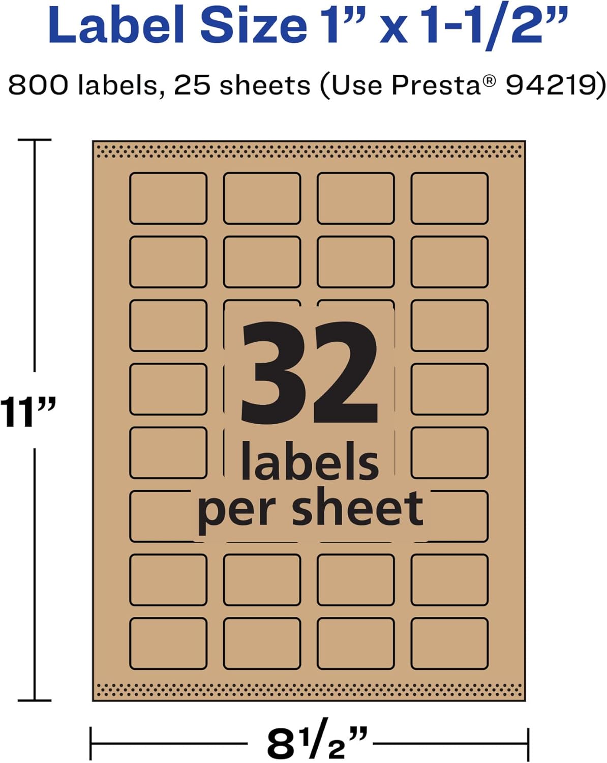 AVERY Kraft Brown Rectangle Labels, Sure Feed Technology, 1" x 1.5"